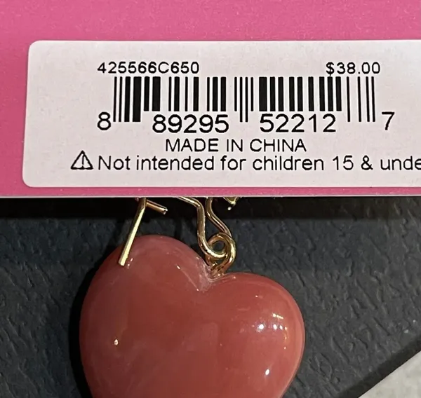 Betsey Johnson Pink Marble Hearts Rhinestones & Mini-Pearls French Hook - Image 6
