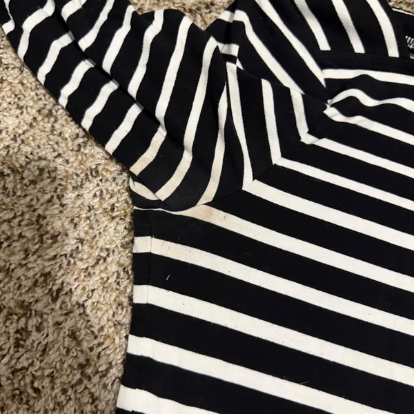 White House Black Market Striped Boat Neck Sheath Dress Black White Teal Medium - Image 5