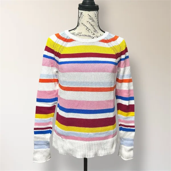 GAP Womens‎ XS Multicolor Stripe Cotton Knit Crewneck Sweater Pullover Preppy - Image 2