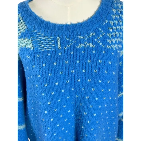 Free People Oversized Fair Isle Tunic Snow Day Pullover Wool Blend Sweater XL - Image 7