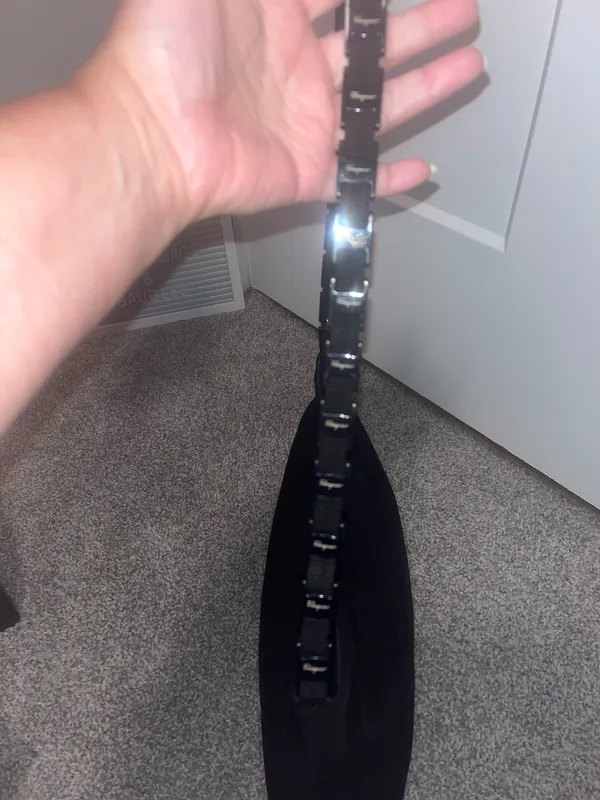 Salvatore Ferragamo Black Canvas Bag Chain Link Shoulder - Image 4