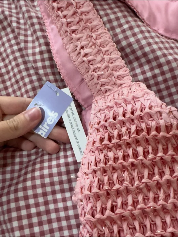 Pink Crochet Tote Bag for Women - Image 4