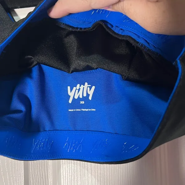 YITTY Lizzo Activewear Set Bra Top Leggings Athletic Workout Gym Blue Trim XS - Image 6