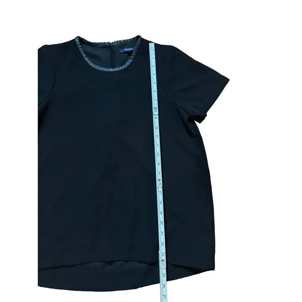 Madewell Black Leather Trim Tailored‎ Top Sz M - Image 9