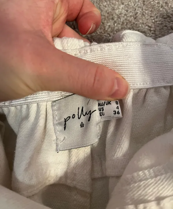 Princess Polly white high waisted denim shorts with the elastic waistband - Image 3