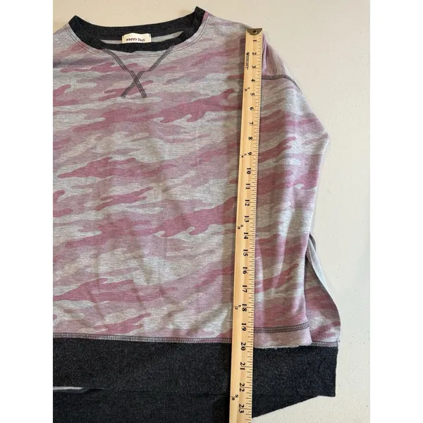 Happy Days Camo Sweatshirt Small Oversized Camouflage Travel Lounge Vacation - Image 6