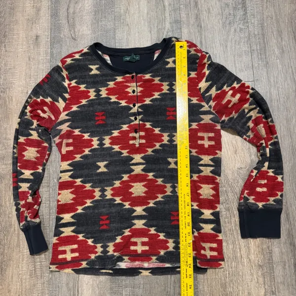 Lauren‎ Ralph Lauren Aztec Southwestern Thermal Henley Shirt XL Red Gray Waffle - Image 4