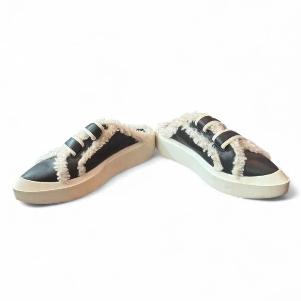 Charles & Keith Sherpa Trim Platform Mule Sneakers Black EU 39 US 8 Slip On - Image 6
