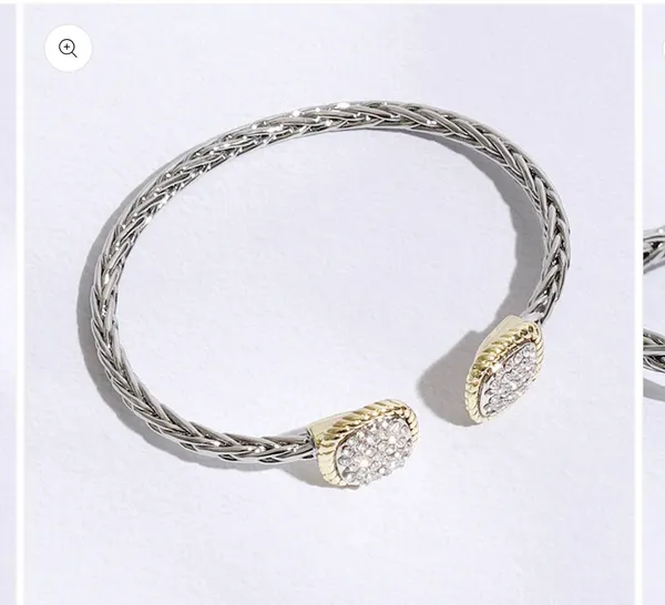Square Edge Designed Braided Bangle Bracelet Silver - Image 3