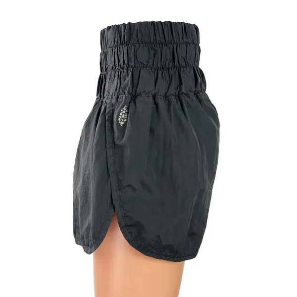 Free People FP Movement Black High Rise Smocked Running Athletic Mini Shorts M - Image 2