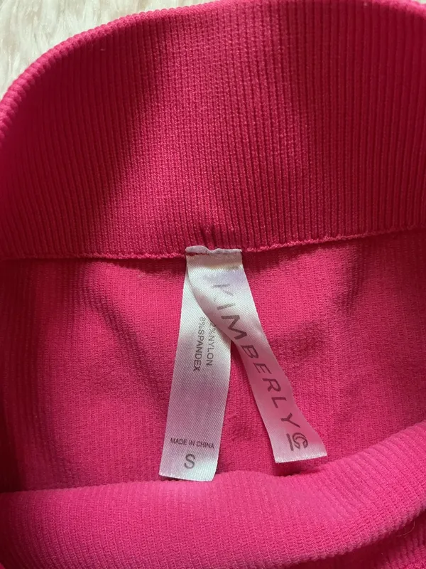 Kimberly Hot Pink Ribbed Crop Tank and Shorts Set - Image 3