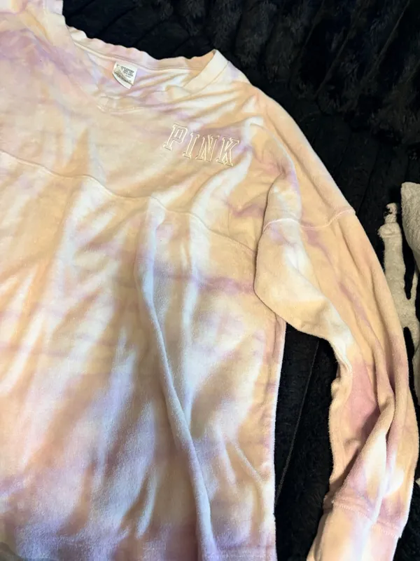 PINK Victoria's Secret Pastel Tie-Dye Crewneck Sweater - Image 3