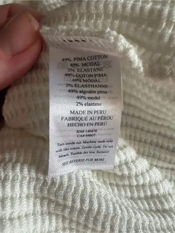 Faherty Legend Alpine Waffle Knit Henley Boho Soft Neutral Large. - Image 7