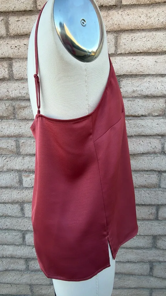 Wild Fable | Deep Wine Satin V-Neck Cami | L - Image 5