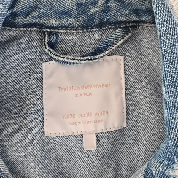 Zara Light Blue Distressed Woman's Jean Jacket Size XS - Image 5