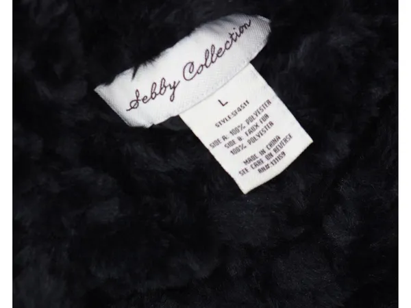 NWT Sebby Collection Reversible Crushed Faux Fur Button Front Coat Black L - Image 8