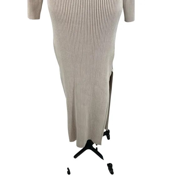 Anthropologie Off-The-Shoulder Sweater Midi Dress Cream‎ Beige Tan Size XL - Image 6