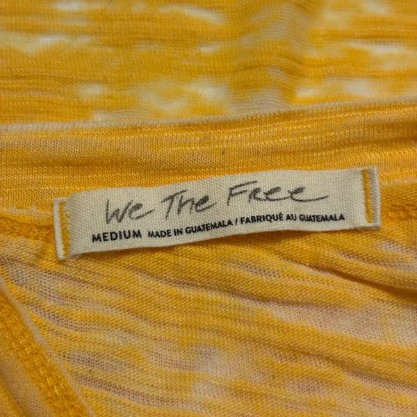 Free People T-Shirt Womens Medium Yellow Open Back Burnout Slub Knit Tee - Image 3