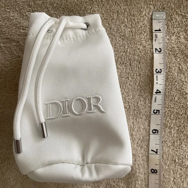 Dior White Cosmetic Bag with Drawstring - Image 4