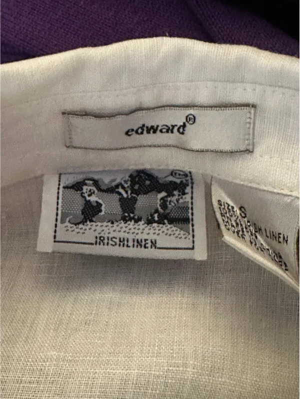 edward white sleeveless 100% Irish linen ruffled front button-up blouse Small - Image 7