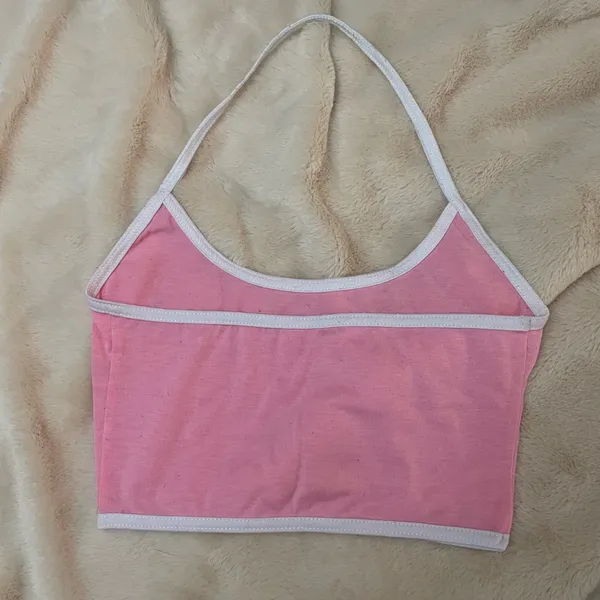 Pink Crop Halter Top One Size - Image 2