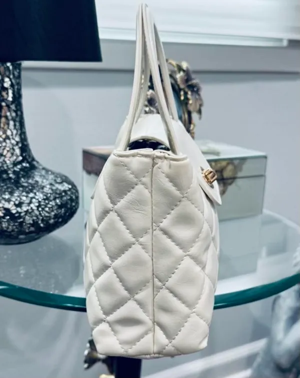 Winter White Quilted Crossbody Faux Leather Bag - Image 2