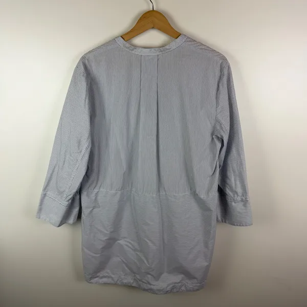 Vince Striped Band Collar Tunic Shirt Size XL Cotton Popover‎ Minimalist Capsule - Image 6