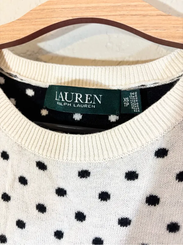 Ralph Lauren Polka-Dot Preppy Cotton-Modal Sweater Vest Size XS - Image 4
