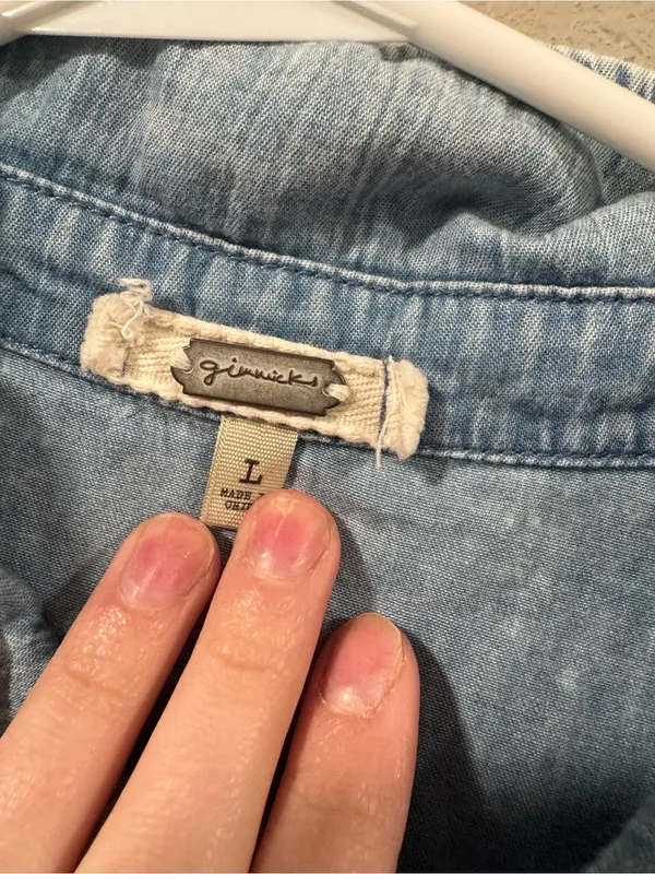 Buckle Gimmicks Pieced Chambray Shirt - Image 7