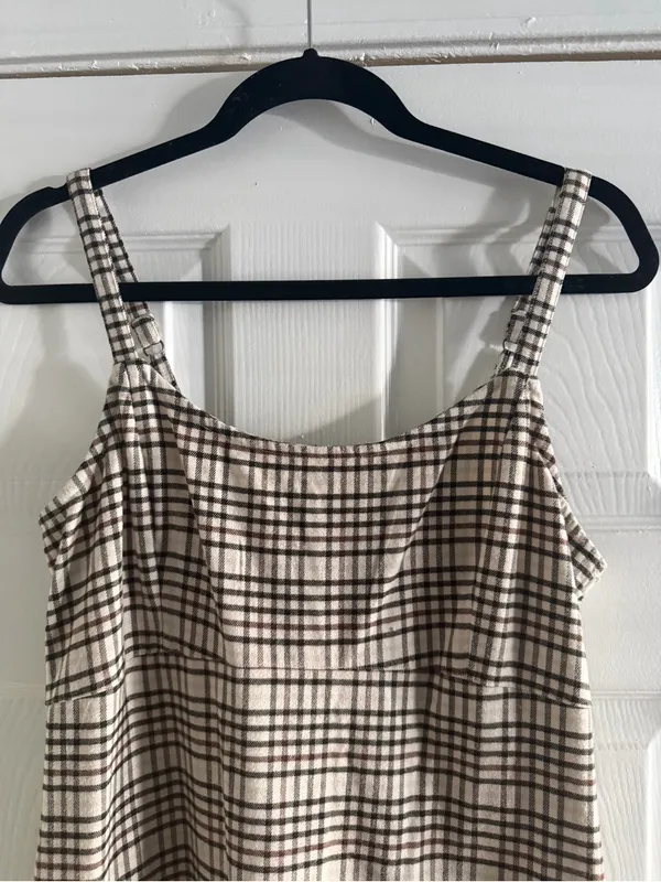 Y2K Hollister Plaid Mini Dress Y2K 90s Pleated L Preppy Academia Grunge Brown - Image 2