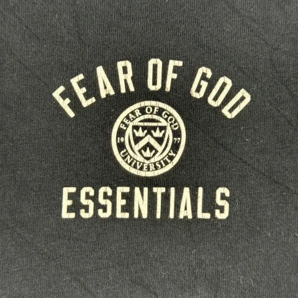 Fear of God Essentials University Crest Black Cotton T-Shirt Size 10 - Image 3