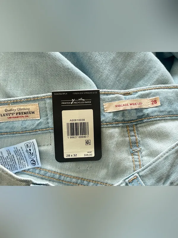 Levi’s Ribcage wide leg jeans linen and denim NEW 28 - Image 12