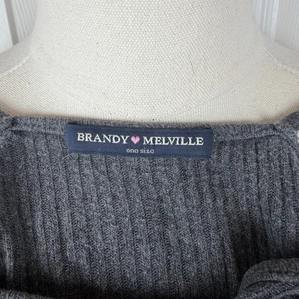 Brandy Melville dark gray ribbed tank top - Image 3