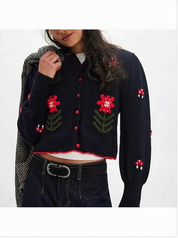 FREE PEOPLE NWT Nonna Knit Cardi / Midnight Bloom Combo - Image 5