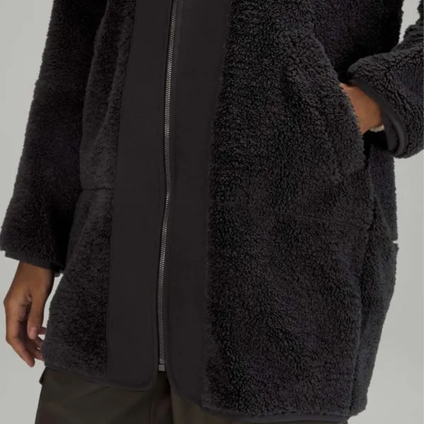 Lululemon 14 Collarless Textured Fleece Full Zip in Black - Image 4