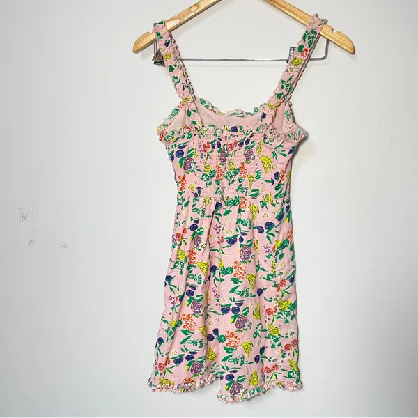 Urban Outfitters Womens Pink Fruit Print Lace Up Mini Babydoll‎ Dress Size XS - Image 5