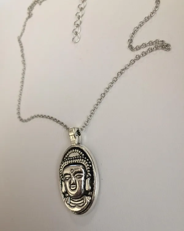 Handmade Buddha Head Tibetan Silver Chain Necklace - Image 3