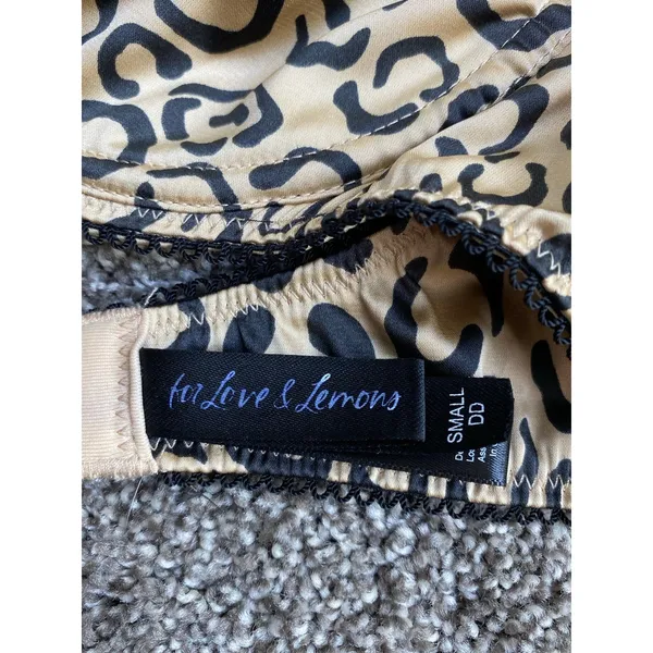For Love & Lemons Leopard Satin Underwire Bra Small DD Animal Print - Image 4