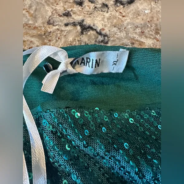 Grace Karin XL Green Sequin Cocktail Dress Asymmetrical Wrap Waist Holiday Party - Image 7