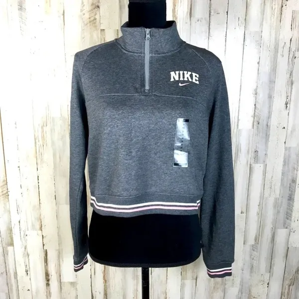 Nike Varsity Sleeve Half-ZIP Crop Jacket Pullover v6x - Image 2