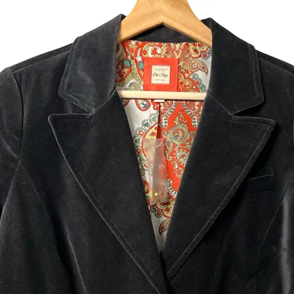 Vintage Old Navy Womens Y2K Black Velvet Blazer Sz M Whimsigoth Academia Preppy - Image 2