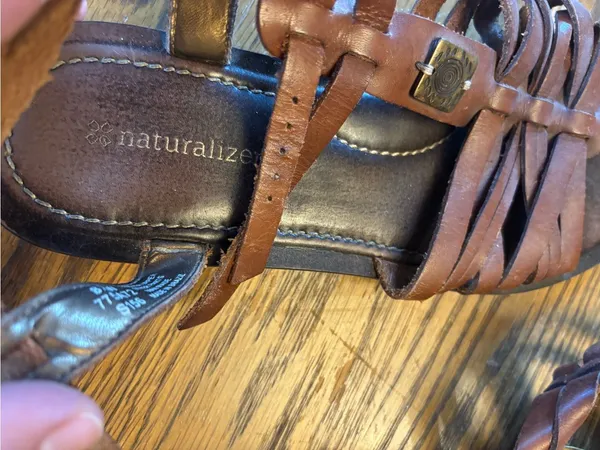 Naturalizer Brown Leather Strappy Sandals with Decorative Accents - Image 2