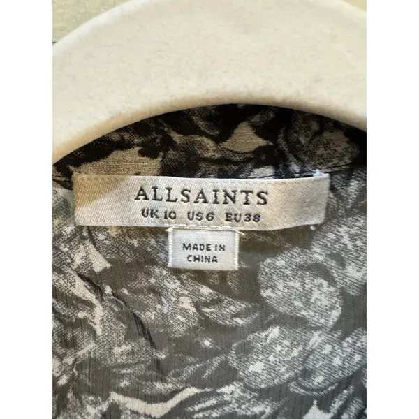 AllSaints Eley‎ Rosey dress featuring a sheer dark floral print Size 6 - Image 7