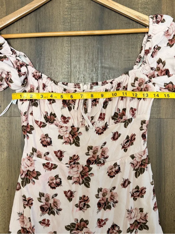 Sunday Best Aritzia Pink Floral Delilah Mini Dress Long Sleeve size Small‎ - Image 7