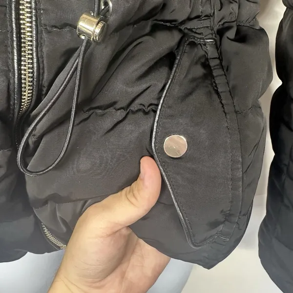 Zara Woman Black Down Puffer Jacket Polyester Womans LARGE Fleece Lining - Image 10