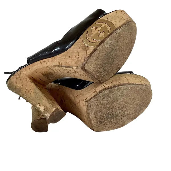 GUCCI black patent cork platform sandal - Image 7