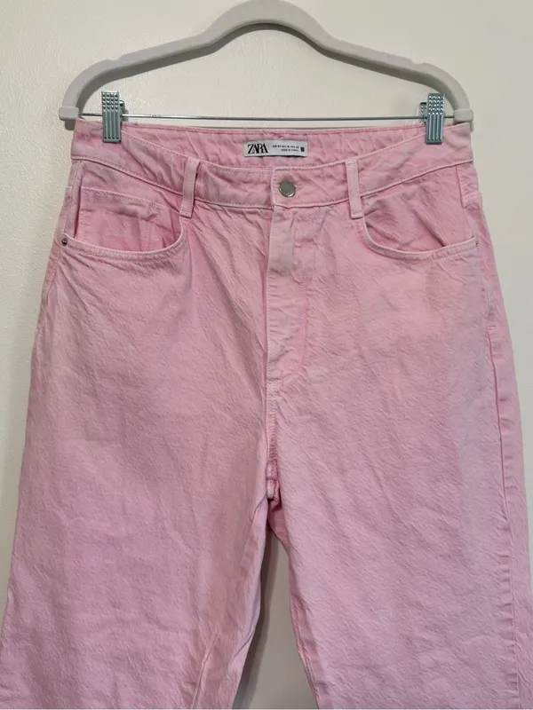 Zara Light Pink Straight Leg Jeans Size 10 Women’s Denim - Image 4