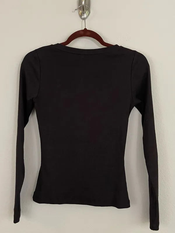 REISS Felicity Stretch-Cotton Asymmetric-Neck Top in Chocolate Brown Size Small - Image 5