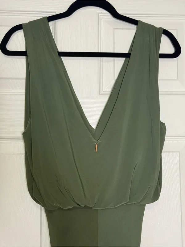 MISA Los Angeles Leza Gathered Crossover Sleeveless Tulip Maxi Dress in Green L - Image 9