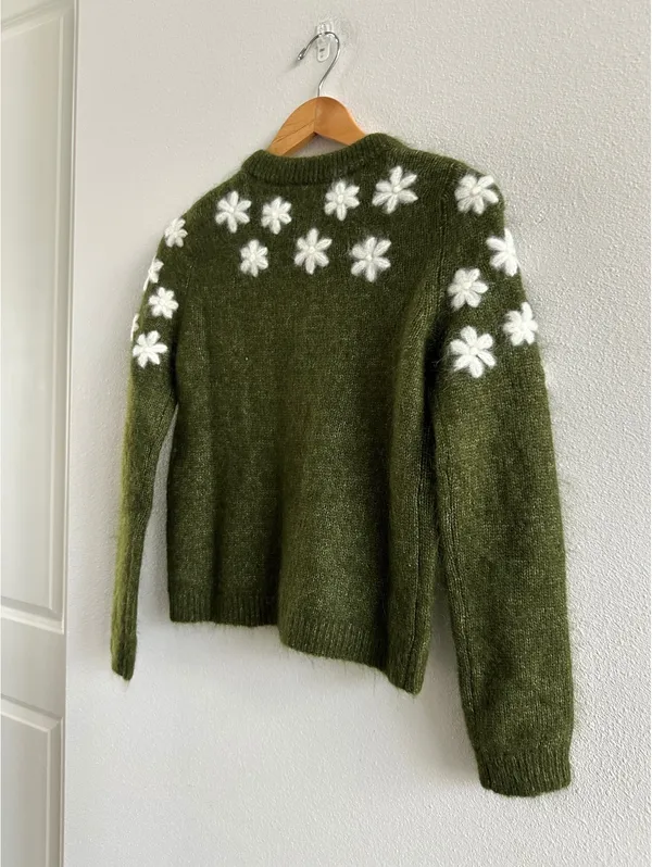 Sezane Paris NWT La Maille Ecru Andrew Floral Mohair Wool Cardigan Size XXS - Image 6